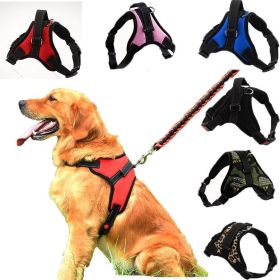 Dog Chest Harness Explosion-Proof Traction Rope For Medium and Large Dog Cat Lash Nylon Material Golden Retriever Pet Supplies (Color: Pink)