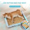 Breathable Pet Puppy Cooling Mat Bed Summer Protection Cervical Spine Cat Dog Ice Mat Square Rattan Kennel Supplies