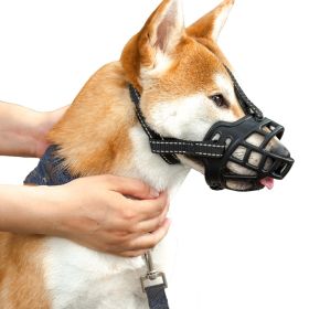 Dog Muzzle Dogs; Prevents Chewing and Biting; Basket Allows Panting and Drinking-Comfortable; Humane; Adjustable; With light reflection (Color: Reflective tape yellow)